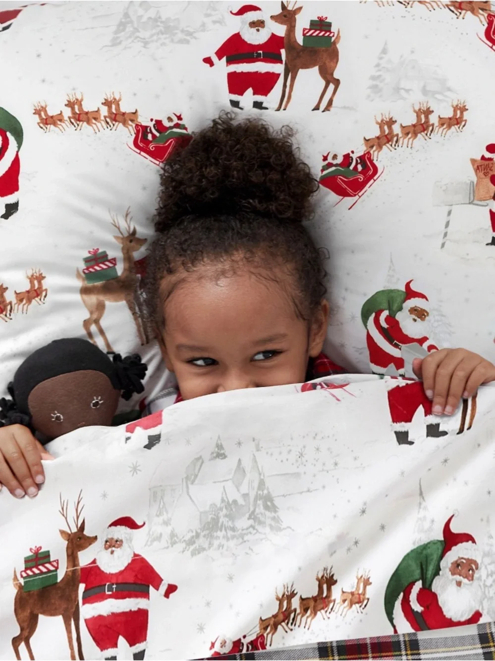 Pottery Barn Kids Heritage Black Santa Duvet Cover Organic Christmas Bedding